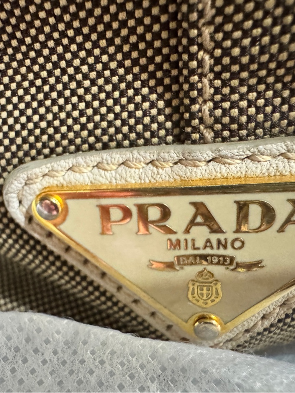 AUTHENTIC PRADA logo convertible tote canvas with leather medium - Picture 7 of 16